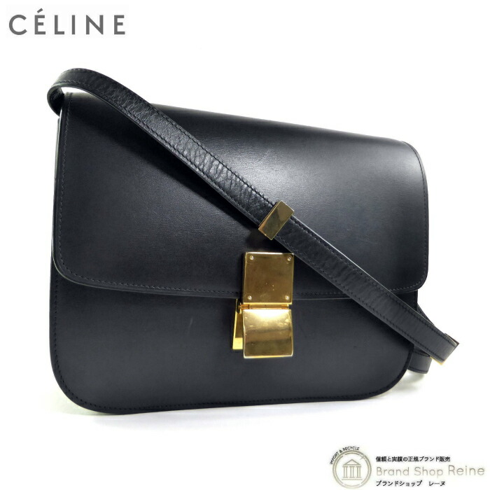 【SALE+更に2000円OFF引き換え証でお得！】セリーヌ （CELINE） CLASSIC BOX 古典派音楽ボックス席 並み並み 曲がった掛け 肩部 御徒面子 16417 黒いこと 旧ロゴタイプ【中古】