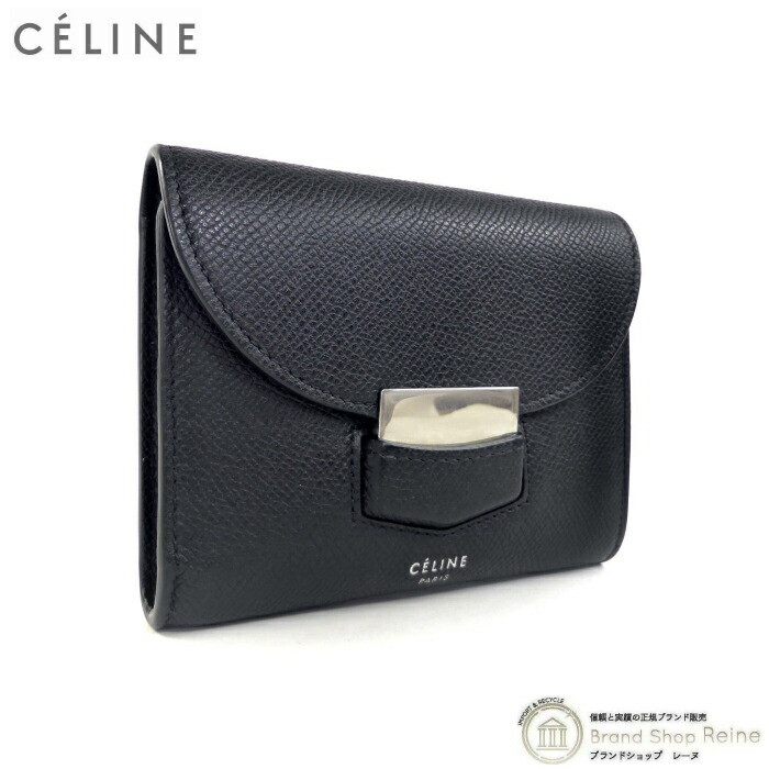 セリーヌ （CELINE） ミニ フラップ マルチファンクション 二つ折り コンパクト 財布 ブラック 旧ロゴ フィービーファイロ【中古】