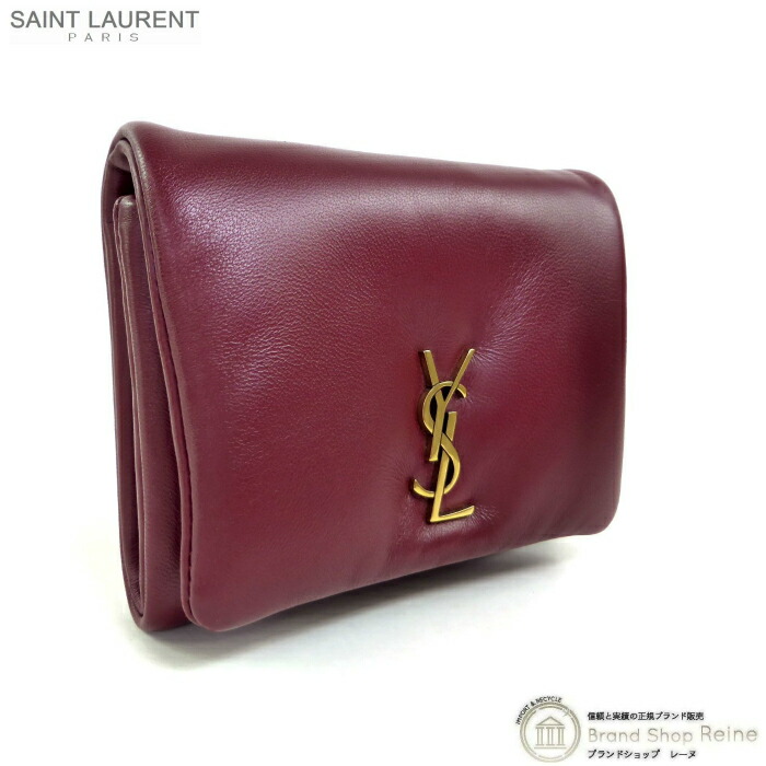 サンローラン （SAINT LAURENT） ホテイラン コンパクトウォレット 三つ折り 紙入れ BND764000 頬べに【中古】
