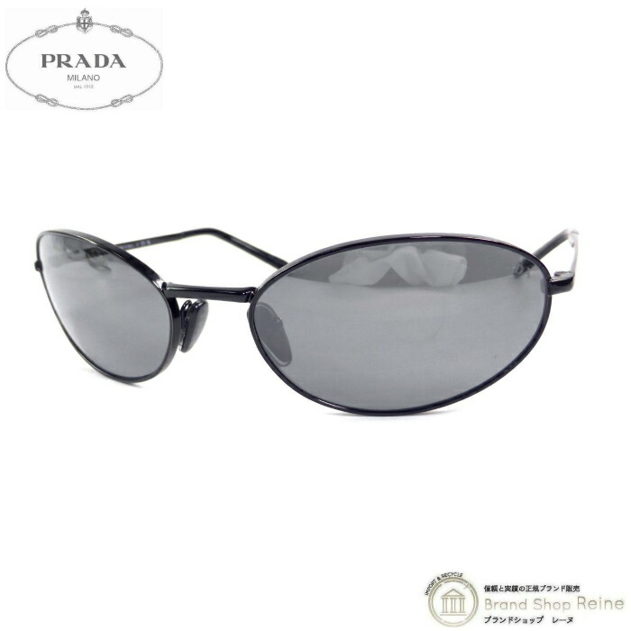 【2,000円OFFクーポンでお得！】プラダ （PRADA） オーバル ラップアラウンド メタル カーブエンド サングラス SPRA59 ブラック【新品同様】 中古