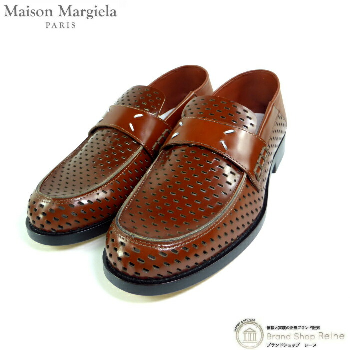 【2,000円OFFクーポンでお得！】メゾン マルジェラ （Maison Margiela） パンチング メッシュ ローファー スリッポン レザー シューズ 靴 S58WR0090 ブラウン ＃36【未使用品】 中古