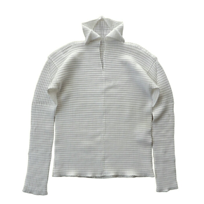 【SALE+更に2000円OFF引き換え証でお得！】イッセイミヤケ （ISSEY MIYAKE） ポリエステル 筋目 旗がしらポロ トップス 白いこと M IM74-FJ560 お召しもの【中古】