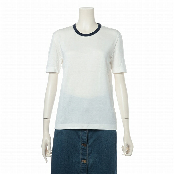 【2,000円OFFクーポンでお得！】シャネル （CHANEL） 半袖 コットン Tシャツ トップス 40 ホワイト U01222V00108 ウェア【中古】