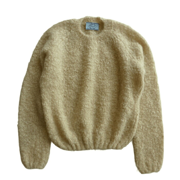 プラダ （PRADA） モヘア カシミア シルク ニット ブークレ トップス ラグランスリーブ アイボリー 38 P24Q0L ウェア【中古】｜ブランドショップ　Reine