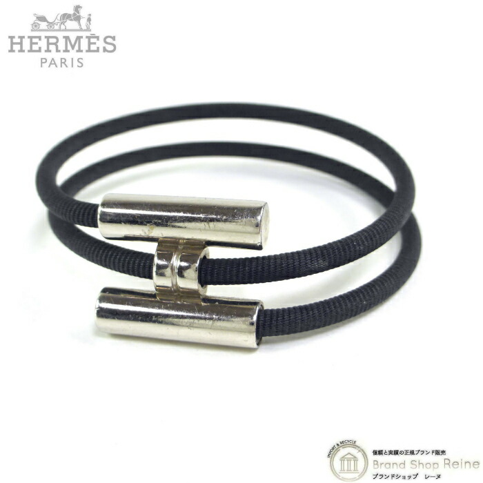 【2,000円OFFクーポンでお得！】エルメス （HERMES） トゥルニ トレッセ ブレスレット ブラック×SV金具【中古】