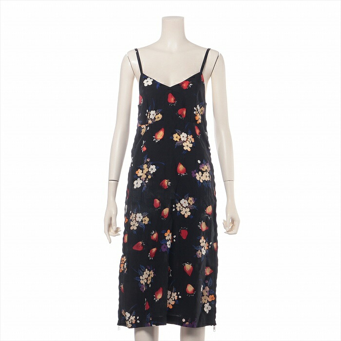 コム・デ・ギャルソン （COMME des GARCONS） tricot 花柄 フルーツ キュプラ ノースリーブワンピース Sサイズ ブラック TN-A004 ウェア【中古】 21,868円