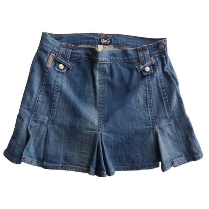 ドルチェアンドガッバーナ （DOLCE&GABBANA） D&G デニム タック フレア ミニ スカート 24/38 インディゴ ウェア【中古】