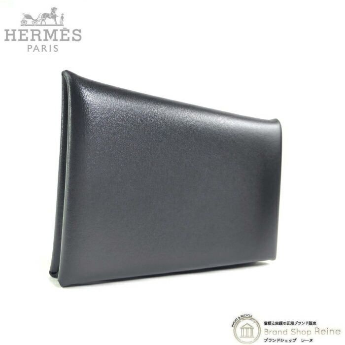 【SALE+更に2000円OFFクーポン券でお得！】エルメス （HERMES） カルヴィ ボックスカーフ 黒鉛 歌留多容れもの 名刺入れ W刻 H078403CK【新品】