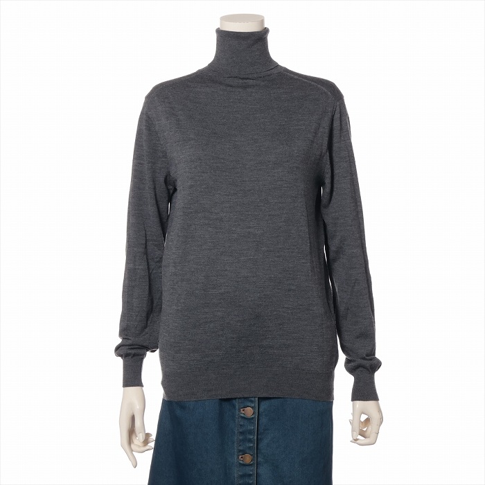 【2,000円OFFクーポンでお得！】プラダ （PRADA） バージンウール ニット ハイネック タートルネック ＃38 P26439 グレー ウェア【中古】