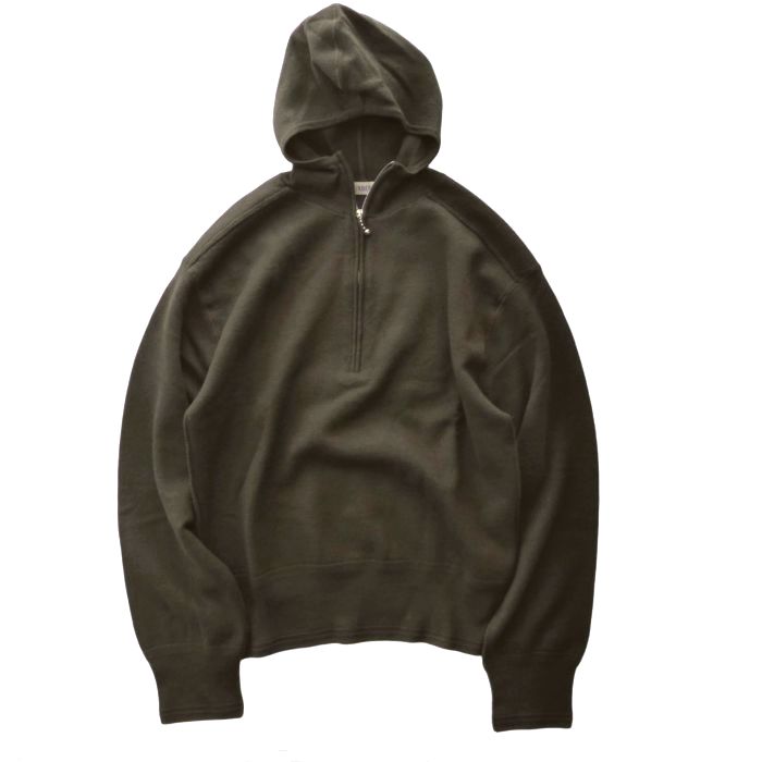 【SALE+更に2000円OFF引き換え証でお得！】赤ちょうちんバリー （Burberry） ハーフジップ 編み物 フーディ パーカー 内部アウト 刺しゅう ひな形 S カーキ 御召しもの【美品】 中古