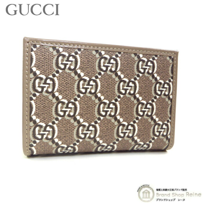 グッチ （GUCCI） GG影ぼうし ミディアムウォレット 二つ折り 紙入れ 795060 ベージュ赤銅色系【新品負けず劣らず】 中古