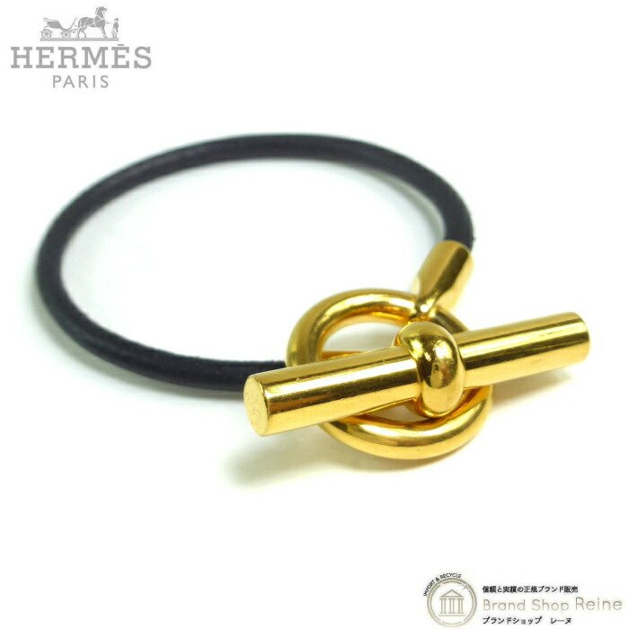 【2,000円OFFクーポンでお得！】エルメス （HERMES） グレナン ブレスレット レザー ブラック×GO金具【中古】