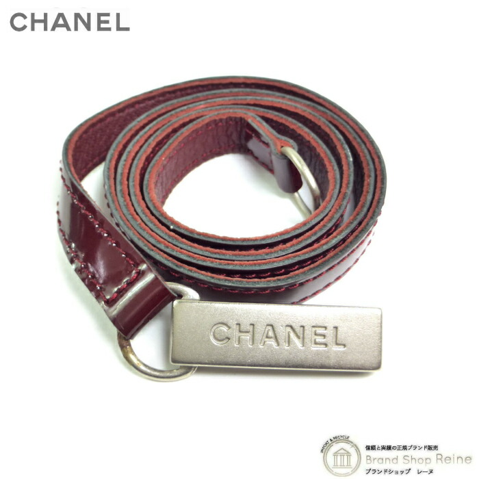 【2,000円OFFクーポンでお得！】シャネル （CHANEL） ロゴ パテントレザー ベルト 40 ボルドー【中古】