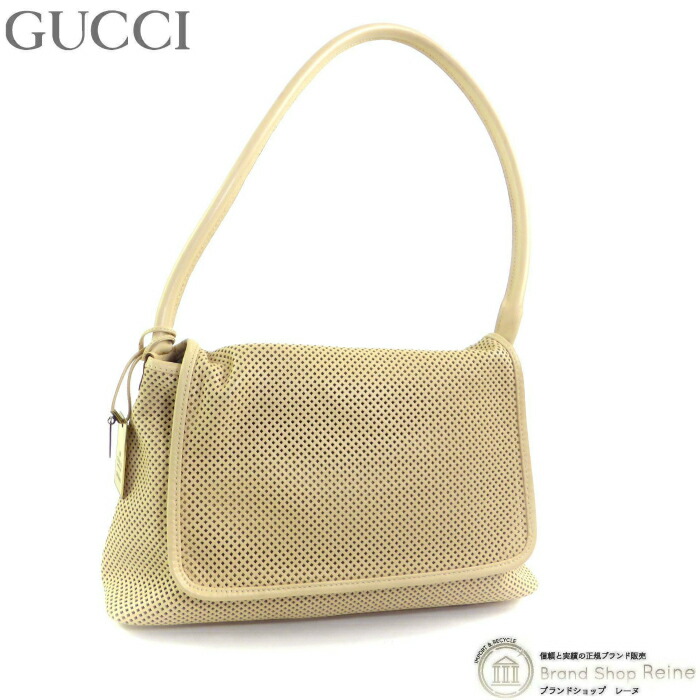 【2,000円OFFクーポンでお得!】グッチ (GUCCI) パンチングレザー GGキャンバス ポーチ付き ワンショルダー バッグ 肩掛け 90646 ベージュ【中古】|ブランドショップ Reine