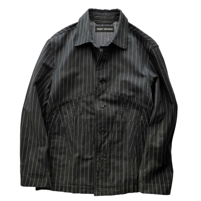 【SALE+更に2000円OFFクーポン券でお得！】イッセイミヤケ （ISSEY MIYAKE） 綿織物 ピン縞模様 プルオーバー 上衣 2 黒いこと×薄墨色 ME51FU019【中古】