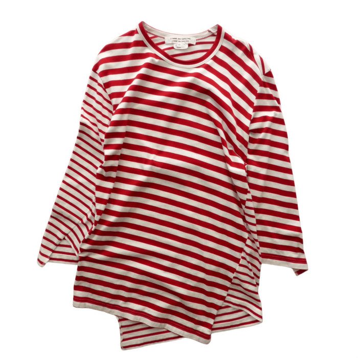 コム・デ・ギャルソン （COMME des GARCONS） コムコム 捻じれ 間借り人×間借り人 カットソー 長袖 XS 赤いこと×白いこと RE-T018 御召しもの【中古】