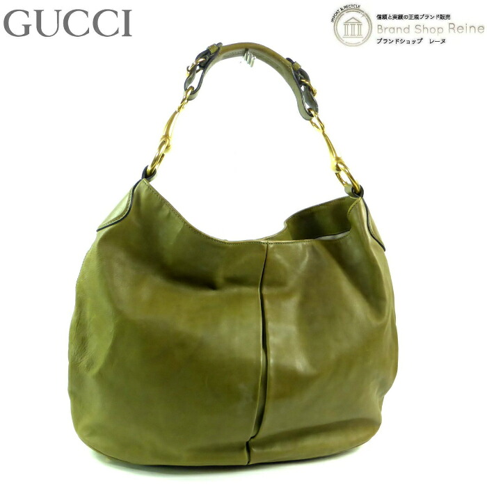 グッチ （GUCCI） レザー 肩掛け ワンショルダー バッグ ヴィンテージ 399574 カーキグリーン【中古】