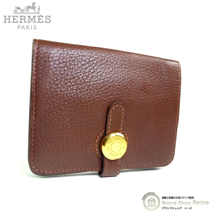 エルメス （HERMES） ドゴン 歌留多入れもの 名刺入れ トリヨン 赤銅色 □B刻 GO金具 ヴィンテージ 029194CC【中古】