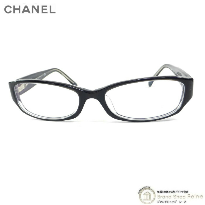 【2,000円OFFクーポンでお得！】シャネル （CHANEL） カメリア ココマーク スクエア メガネフレーム 度入りレンズ 眼鏡 3198-H-A ブラック【中古】