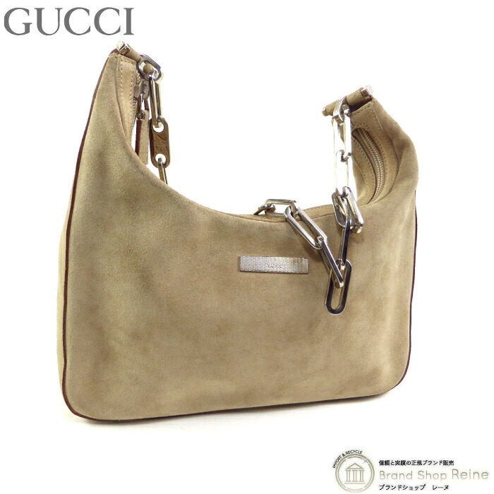 【2,000円OFFクーポンでお得！】グッチ （GUCCI） スエード チェーンショルダー バッグ ワンショルダー 肩掛け 0013873 ベージュ ヴィンテージ【中古】｜ブランドショップ　Reine