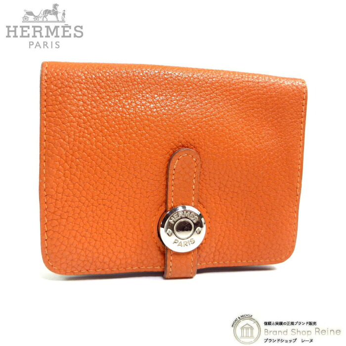 【SALE+更に2000円OFF引き換え証でお得！】エルメス （HERMES） ドゴン 歌留多容れもの 名刺入れ トゴ オレンジ色 □D刻 SV金具 029194CK ヴィンテージ【中古】