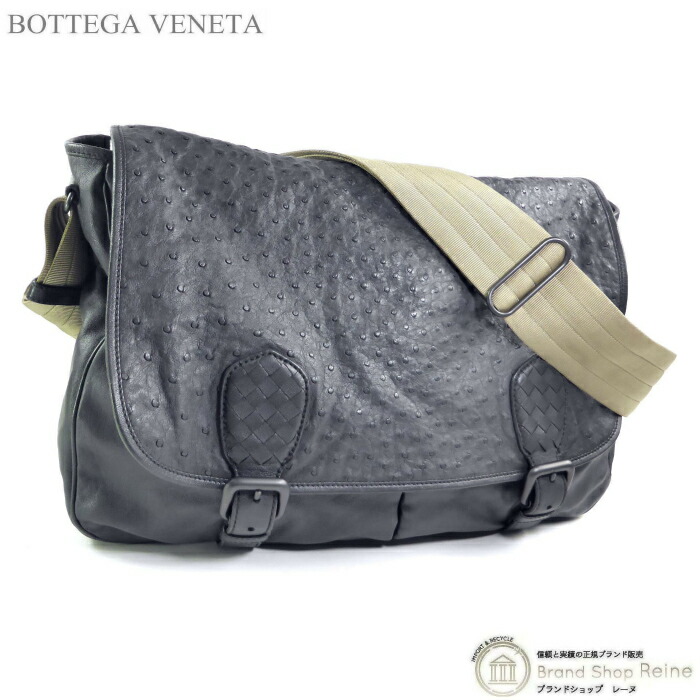 【SALE+更に2000円OFFクーポン券でお得！】ボッテガ ヴェネタ （BOTTEGA VENETA） 駝鳥 飛脚屋 はりつけ台上半身 肩先 御徒面子 靉靆たる薄墨色 メンズ【中古】