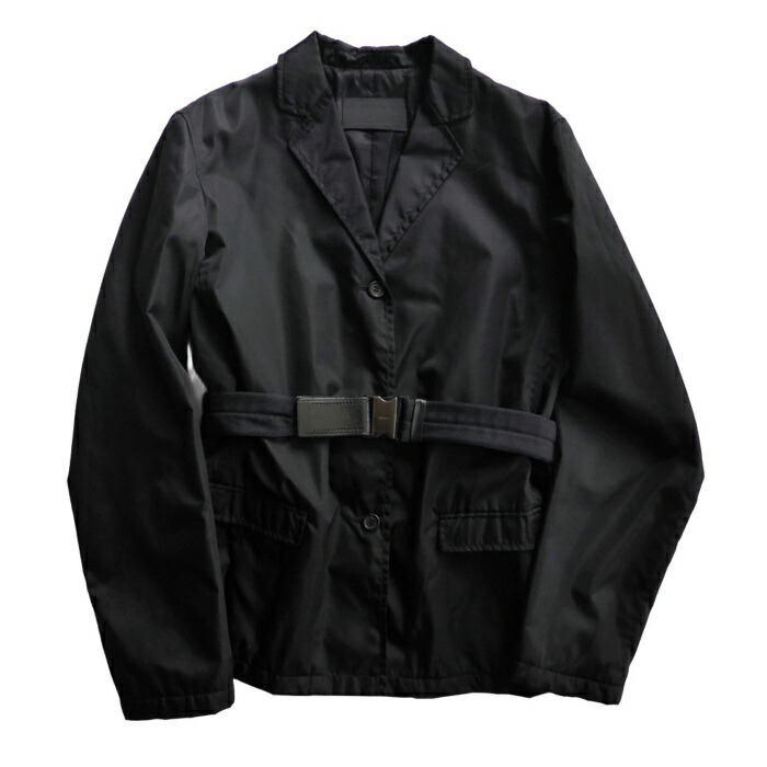 【SALE+更に2000円OFF引き換え証でお得！】プラダ （PRADA） ナイロン テーラード 上衣 バックル三尺帯付き添い人 #42 黒いこと 御召しもの【中古】