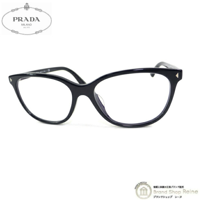 【2,000円OFFクーポンでお得!】プラダ (PRADA) ウェリントン プラスチック ロゴ メガネ 眼鏡 VPR14R-F ブラック 度入り アイウェア【中古】|ブランドショップ Reine
