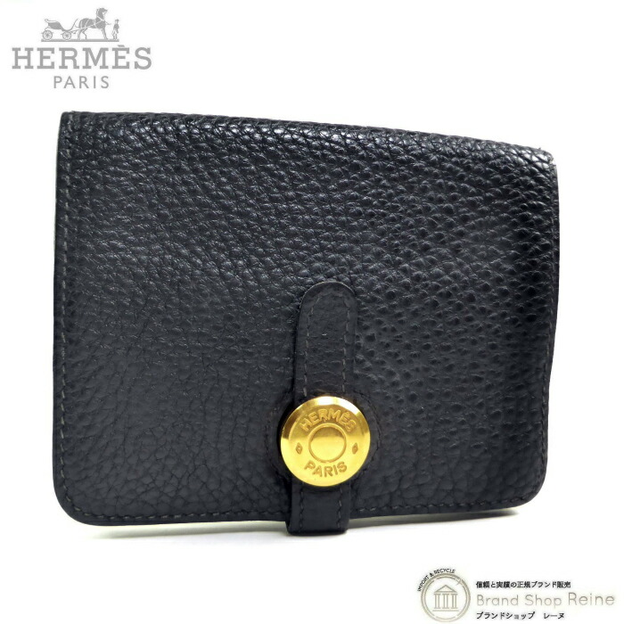 【SALE+更に2000円OFFクーポン券でお得！】エルメス （HERMES） ドゴン 歌留多容れもの 名刺入れ トゴ 黒いこと □F刻 GO金具 029194CC ヴィンテージ【中古】