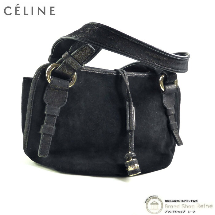 【2,000円OFFクーポンでお得！】セリーヌ （CELINE） Bittersweet ビタースウィート スエード ハンドバッグ ブラック【中古】｜ブランドショップ　Reine 30,745円