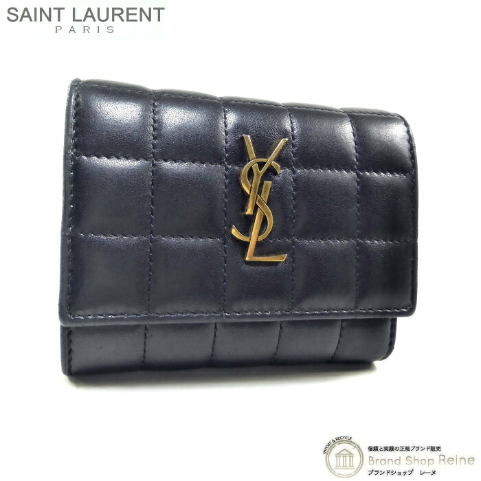 サンローラン （SAINT LAURENT） カサンドラマトラッセ ウォレット 三つ折り 紙入れ 759490 黒いこと【中古】