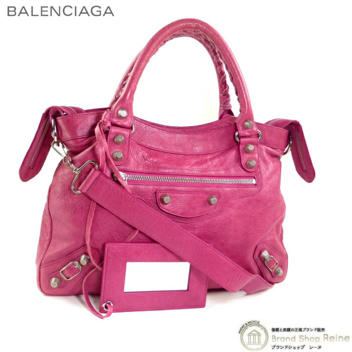 バレンシアガ （BALENCIAGA） ザ・ジャイアントタウン 2way 肩部 お手々 御徒面子 子ヒツジ素はだ 240578 サクラ色サクラ色×SV金具【中古】