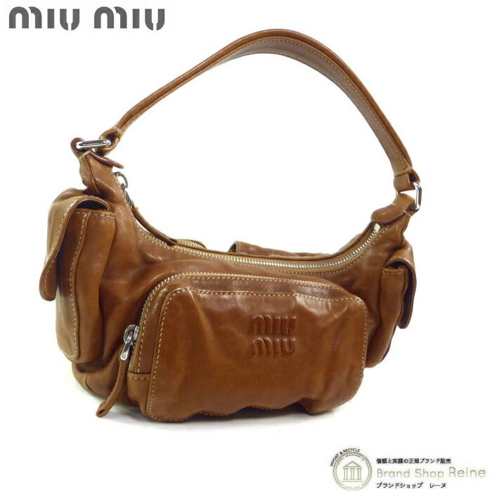 ミュウミュウ （MIUMIU） 衣嚢 ミニ ナッパレザー 二分の一お月さま 肩かけ 壱肩部 お手々 御徒面子 5BC146 カルメ焼【中古】