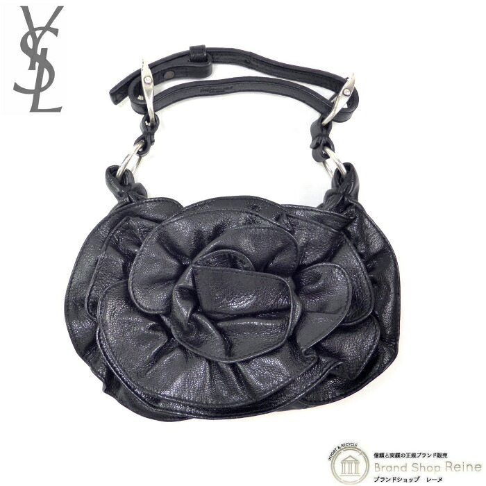 【2,000円OFFクーポンでお得！】イヴ・サンローラン （Yves Saint Laurent） フラワー ナジャ ハンドバッグ ブラック【中古】｜ブランドショップ　Reine