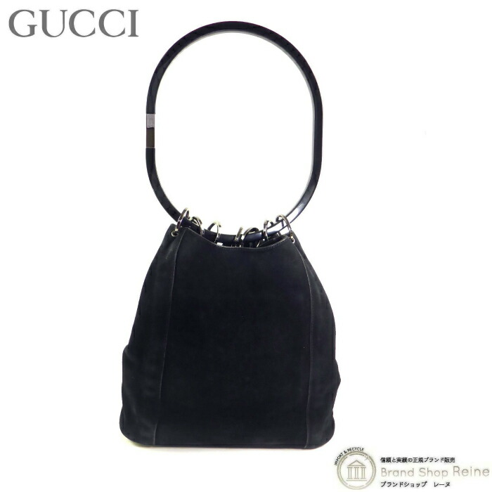 【2,000円OFFクーポンでお得！】グッチ （GUCCI） スエード リングハンドル ハンド バッグ 001-3750 ブラック ヴィンテージ【中古】｜ブランドショップ　Reine
