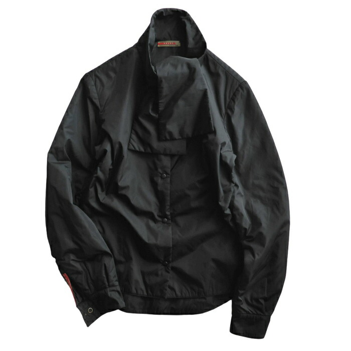 【SALE+更に2000円OFF引き換え証でお得！】プラダ （PRADA） プラダスポーツ ナイロン 中綿 プルオーバー上衣 えり巻き付き添い人 #S 黒いこと 御召しもの【中古】