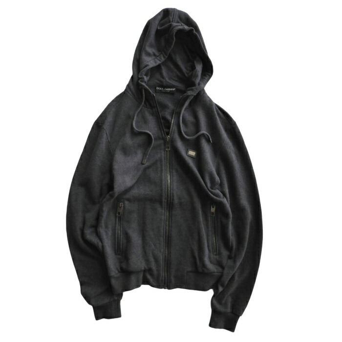 【SALE+更に2000円OFFクーポン券でお得！】ドルチェアンドガッバーナ （DOLCE\u0026GABBANA） ジップアップ フーディ #44 暗灰色 G9CZ6T 御召しもの メンズ【中古】