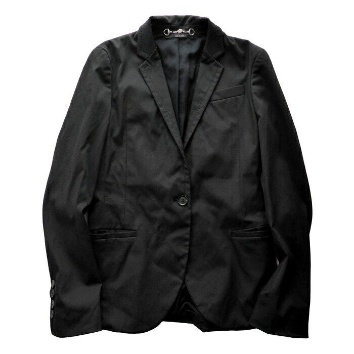 【SALE+更に2000円OFFクーポン券でお得！】グッチ （GUCCI） 羊毛×綿織物 テーラード 上衣 スピード競技引き上げる #38 黒いこと 257308 ZJ3817 御召しもの【中古】