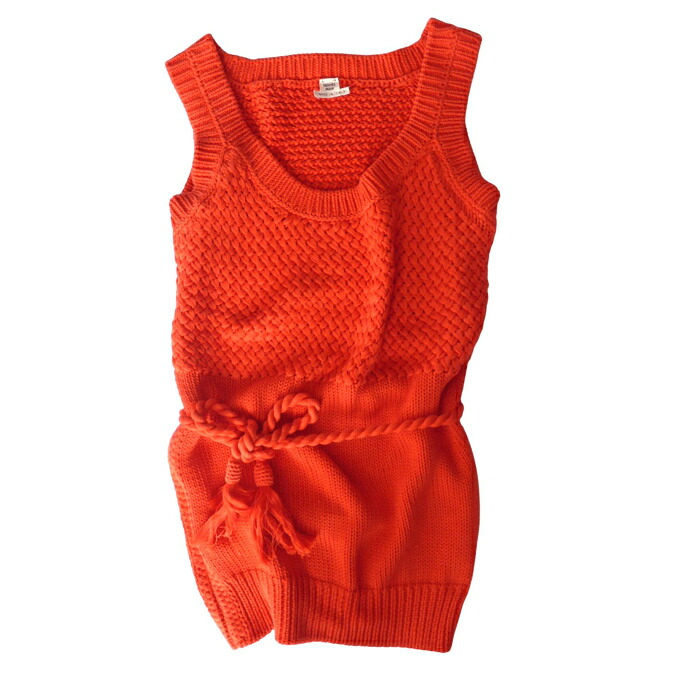 【2,000円OFFクーポンでお得！】エルメス （HERMES） コットン ノースリーブ デザイン ニット タンク ベスト #38 オレンジ ウェア【中古】｜ブランドショップ　Reine