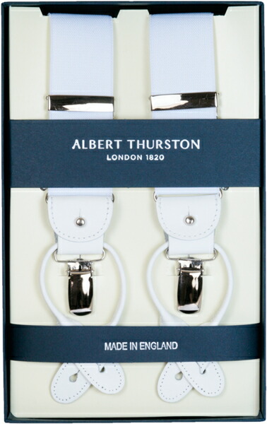 ALBERT THURSTON アルバートサーストン ズボン吊り メンズ Y型 2WAY 白 白いこと 無地 飾り気の無い 連合王国製 サーストン ブランド名 アルバート・サーストン ブレイシーズ 成人男性 男 成人男性用 フォーマル 礼服 r-white 貨物輸送無料【楽ギフ_荷拵え】