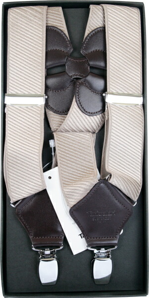 ブレイシーズ ホルスター型 Taniwatari パンツ ベージュ ベージュ 35mm サスペンダー 着こなし サスペンダー 2点留め スーツ スラックス ブランド 着こなし 金具 ホルスター サイド吊り 斜めストライプ織柄 ブレイシス メンズ パンツ ガンタイプ 日本製 タニワタリ