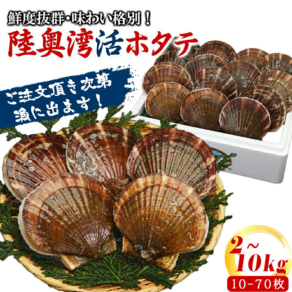 ホタテ 殻付き 生食 活ほたて 2～10ｋｇ 青森 刺身 生食 BBQ バーベキュー お中元 父の日 帆立 ほたて 食材 海鮮 貝 父の日 お中元 お歳暮 御歳暮 注文頂き次第漁に出ます れいたす