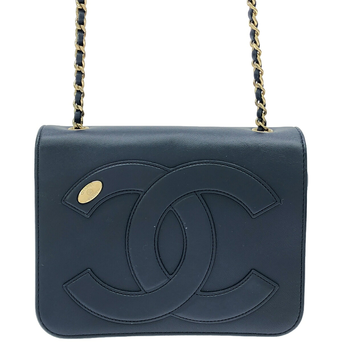 【中古】　シャネル　CHANEL　デカココチェーンショルダー　ラムスキン　ネイビー　ショルダーバッグ　レディース｜Luxe Lane