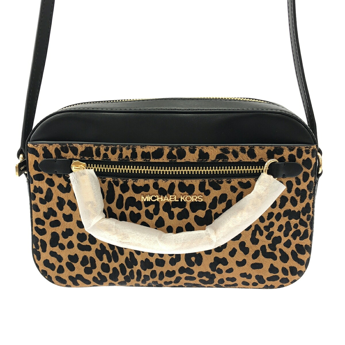 【新古品】 MICHAEL KORS マイケル教科課程 ジェット機仕掛ける 科目 ハラコ×なめし革 レオパード ショルダーバッグ