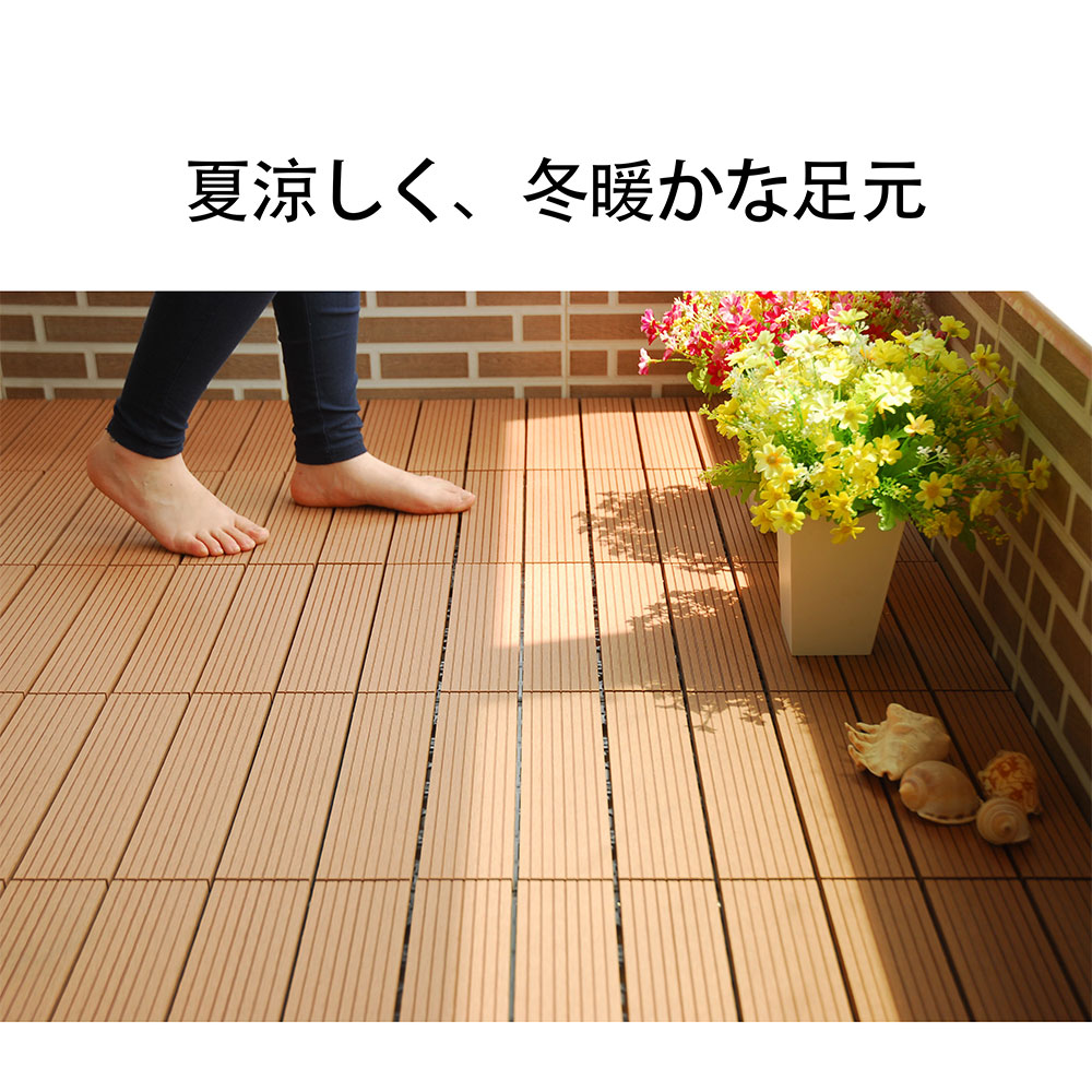 激安超特価 ウッドデッキ 人工木 樹脂108枚 diy ジョイント式 30×30cm ウッドパネル ウッドタイル ベランダ 組立簡単 fucoa.cl