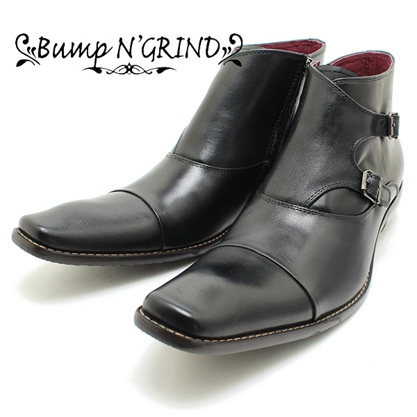 Bump N\u0027 GRIND バンプアンドグラインド 2804 モンクストラッププブーツ 黒いこと 本革商行為シューズ 商行為ブーツ 型どおり 紐靴 革靴 働き口用 メンズ