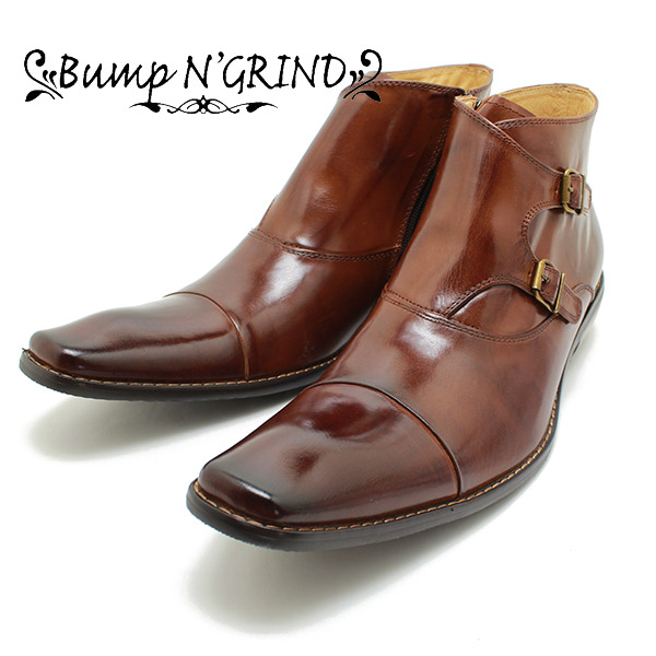 Bump N\u0027 GRIND バンプアンドグラインド 2804 モンクストラッププブーツ ブラウン・キャメル 本革商行為シューズ 商行為ブーツ 型どおり 紐靴 革靴 働き口用 メンズ