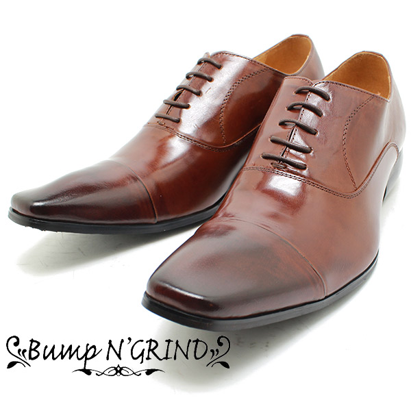 Bump N\u0027 GRIND バンプアンドグラインド  6031 内羽引っ切りない心付け 本革ビジネスシューズキャメルブラウンレザー スクエアトゥ チゼルトゥ 御召しもの スリッポン 革靴 御勤め用 メンズ