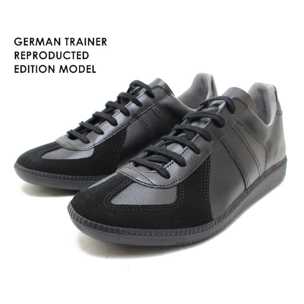 GERMAN TRAINER ＃1183 ブラック×ブラック ジャーマントレーナー レザースニーカー チェコ製 大人スニーカー 本革 BW SOLE