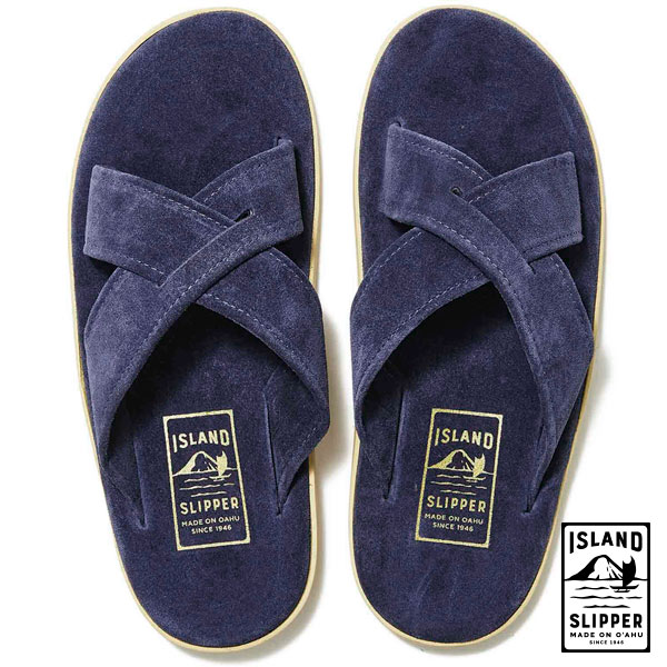 アイランドスリッパ Island Slipper PT223 レザークロスストラップ サンダル ネイビー スエード メンズ レディース